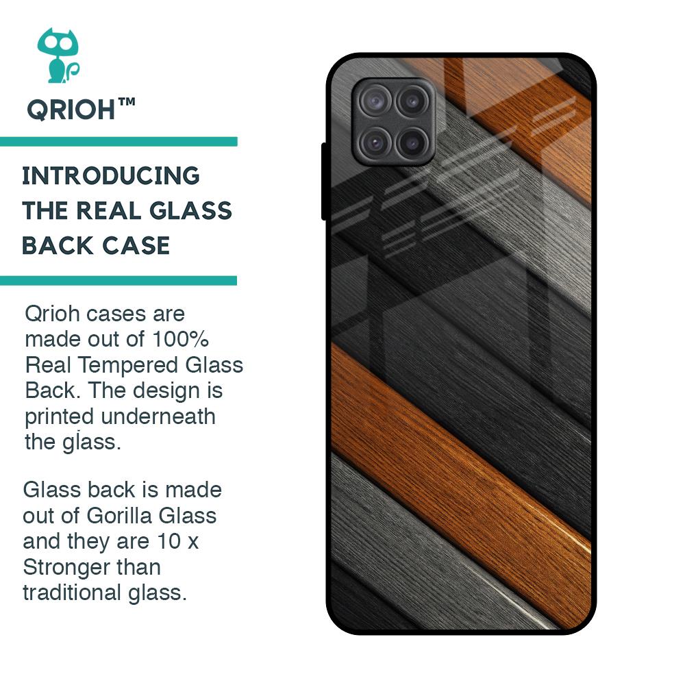 Tri Color Wood Glass Case for Samsung Galaxy A12