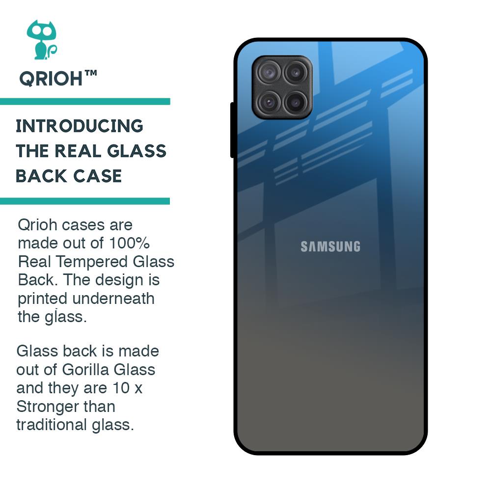 Blue Grey Ombre Glass Case for Samsung Galaxy A12