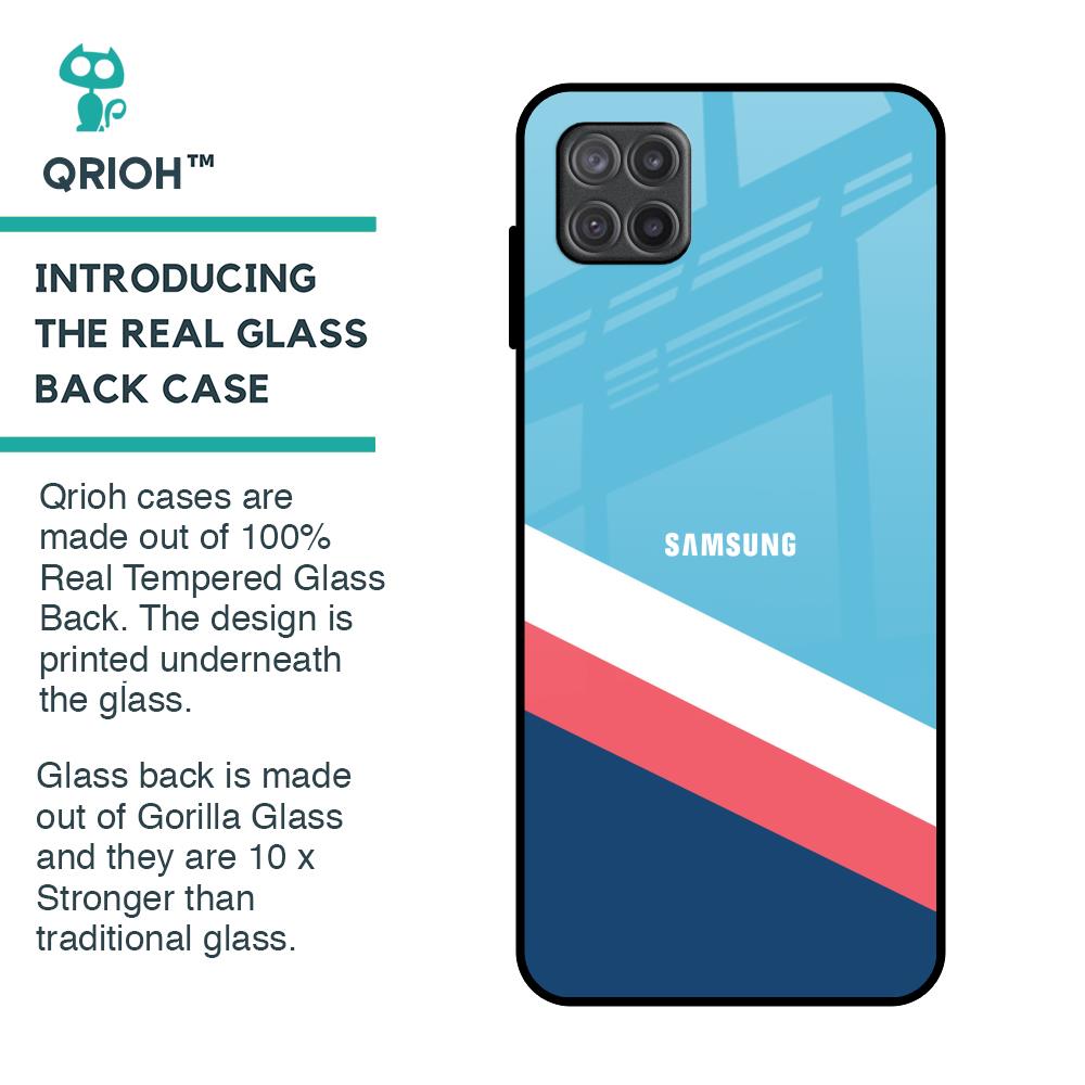 Pink & White Stripes Glass Case For Samsung Galaxy A12