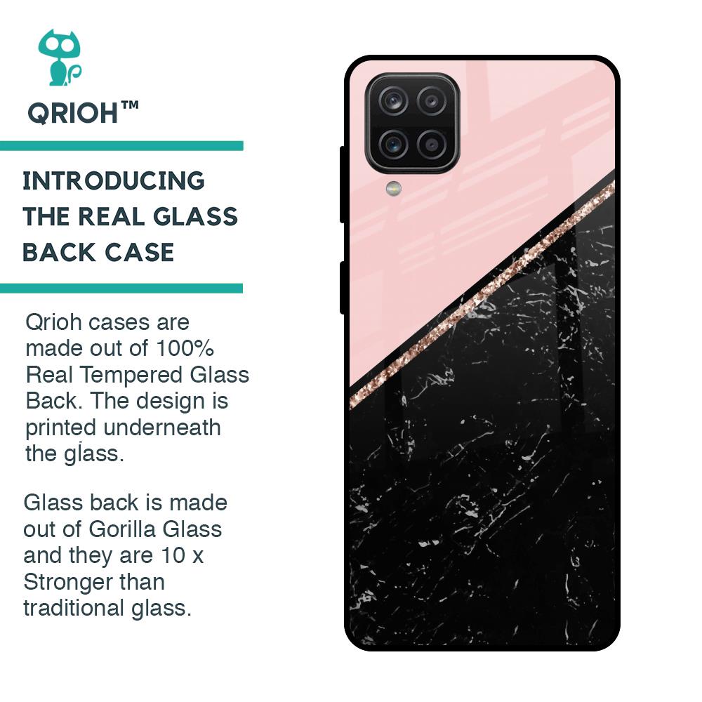 Marble Texture Pink Glass Case For Samsung Galaxy A12