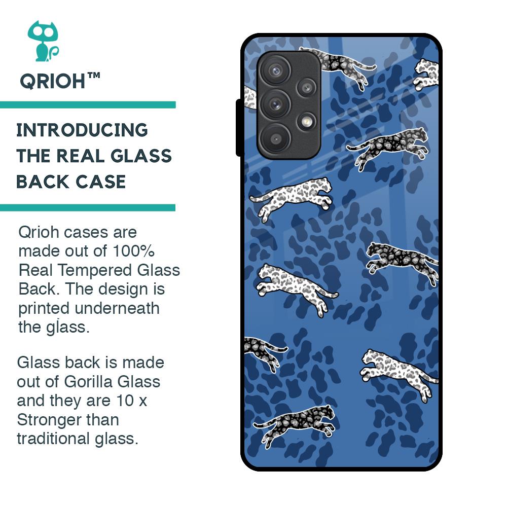 Blue Cheetah Glass Case for Samsung Galaxy A32