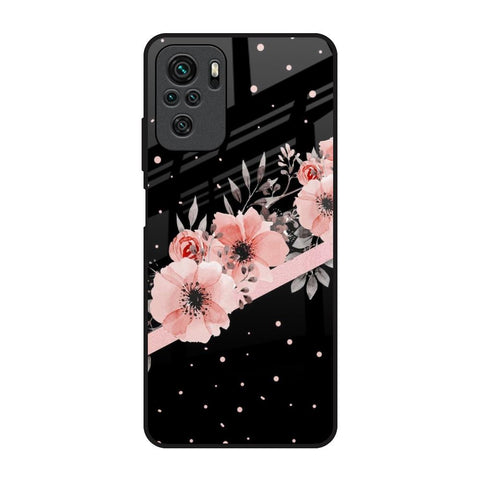 Floral Black Band Redmi Note 10 Glass Back Cover Online