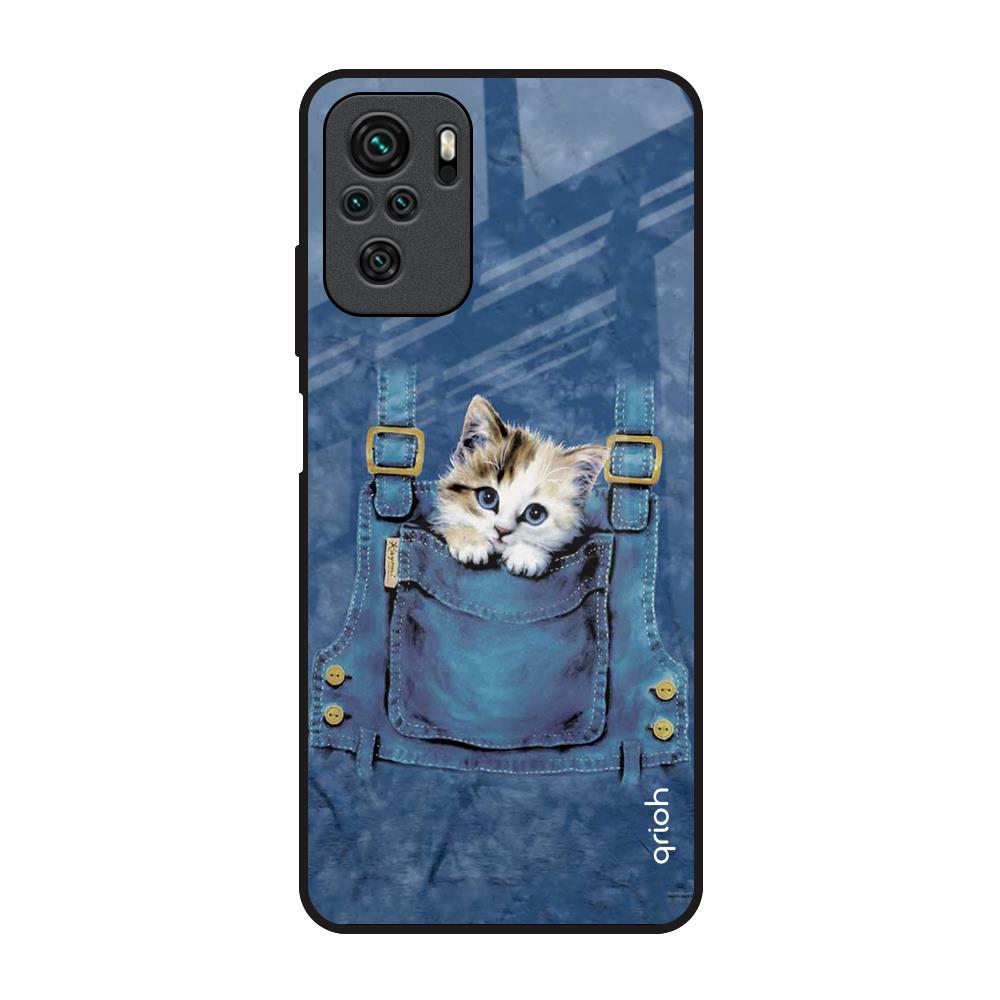Kitty In Pocket Redmi Note 10 Glass Back Cover Online