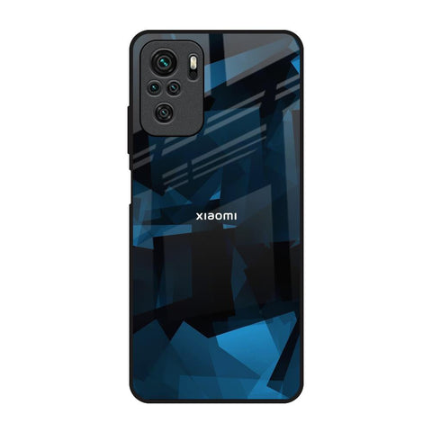 Polygonal Blue Box Redmi Note 10 Glass Back Cover Online