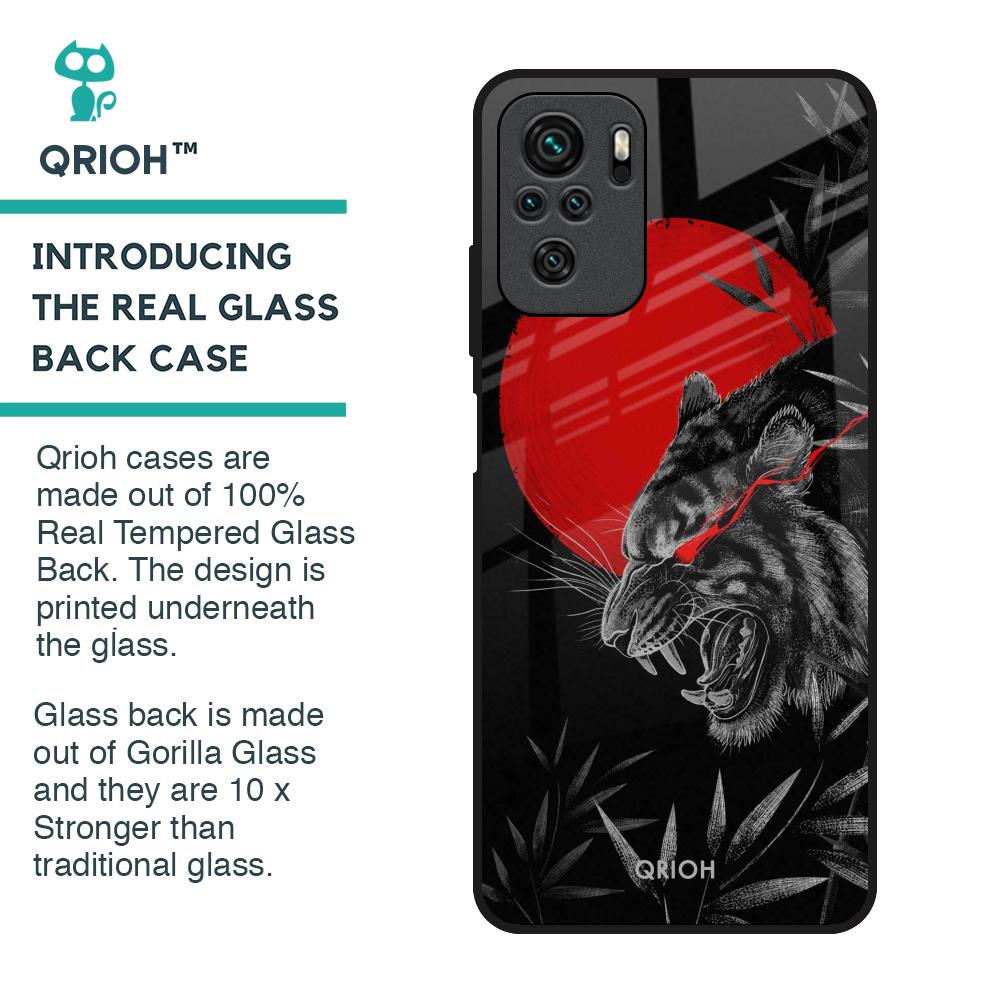 Red Moon Tiger Glass Case for Redmi Note 10