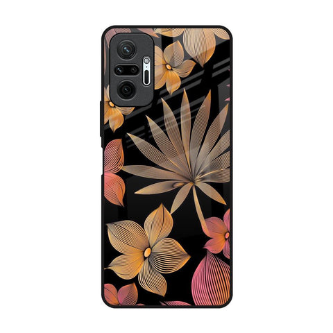Lines Pattern Flowers Redmi Note 10 Pro Glass Back Cover Online