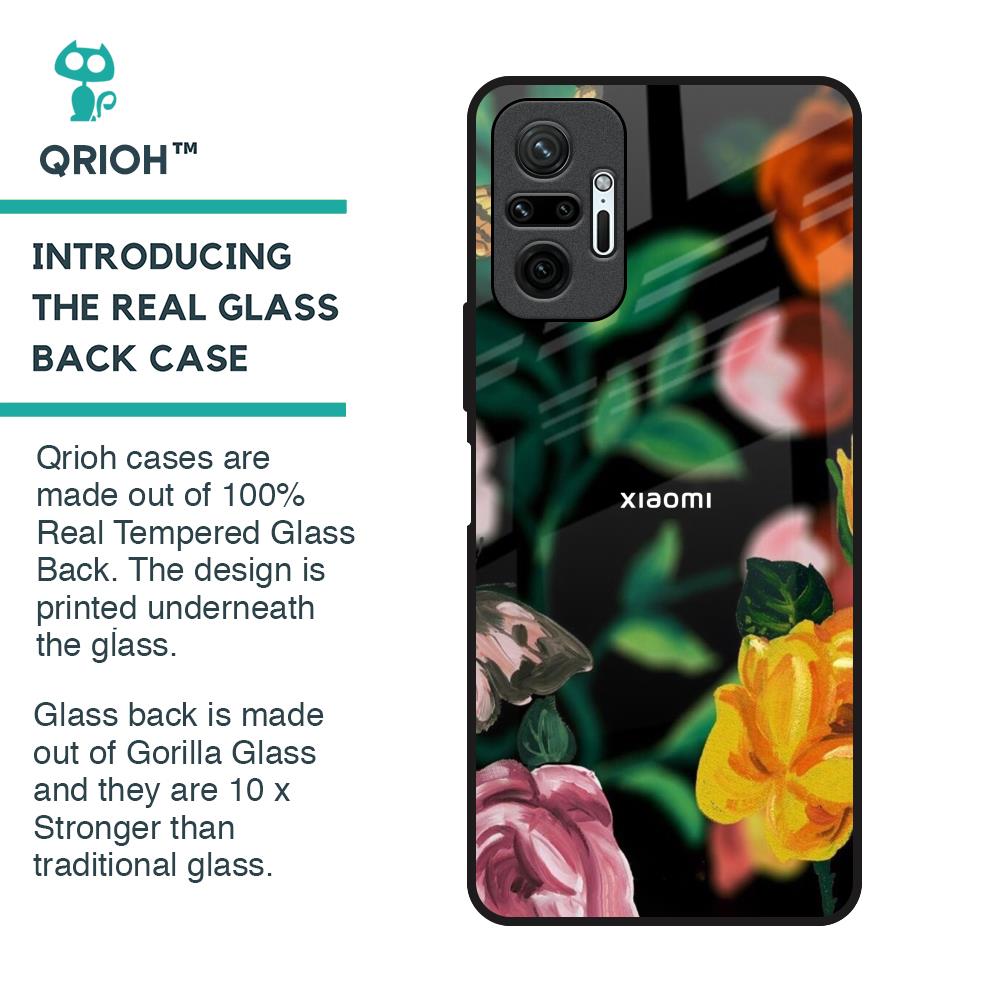 Flowers & Butterfly Glass Case for Redmi Note 10 Pro Max