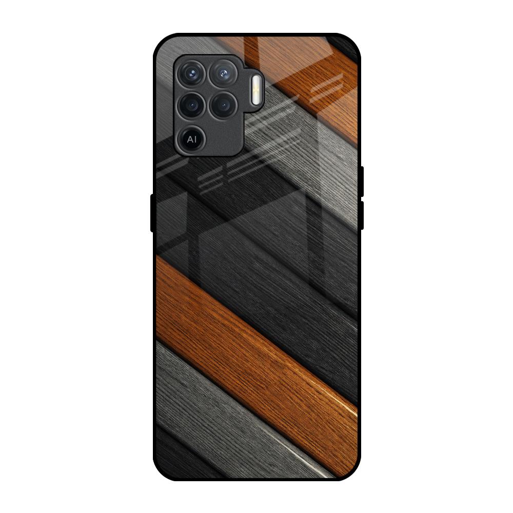 Tri Color Wood Oppo F19 Pro Glass Back Cover Online