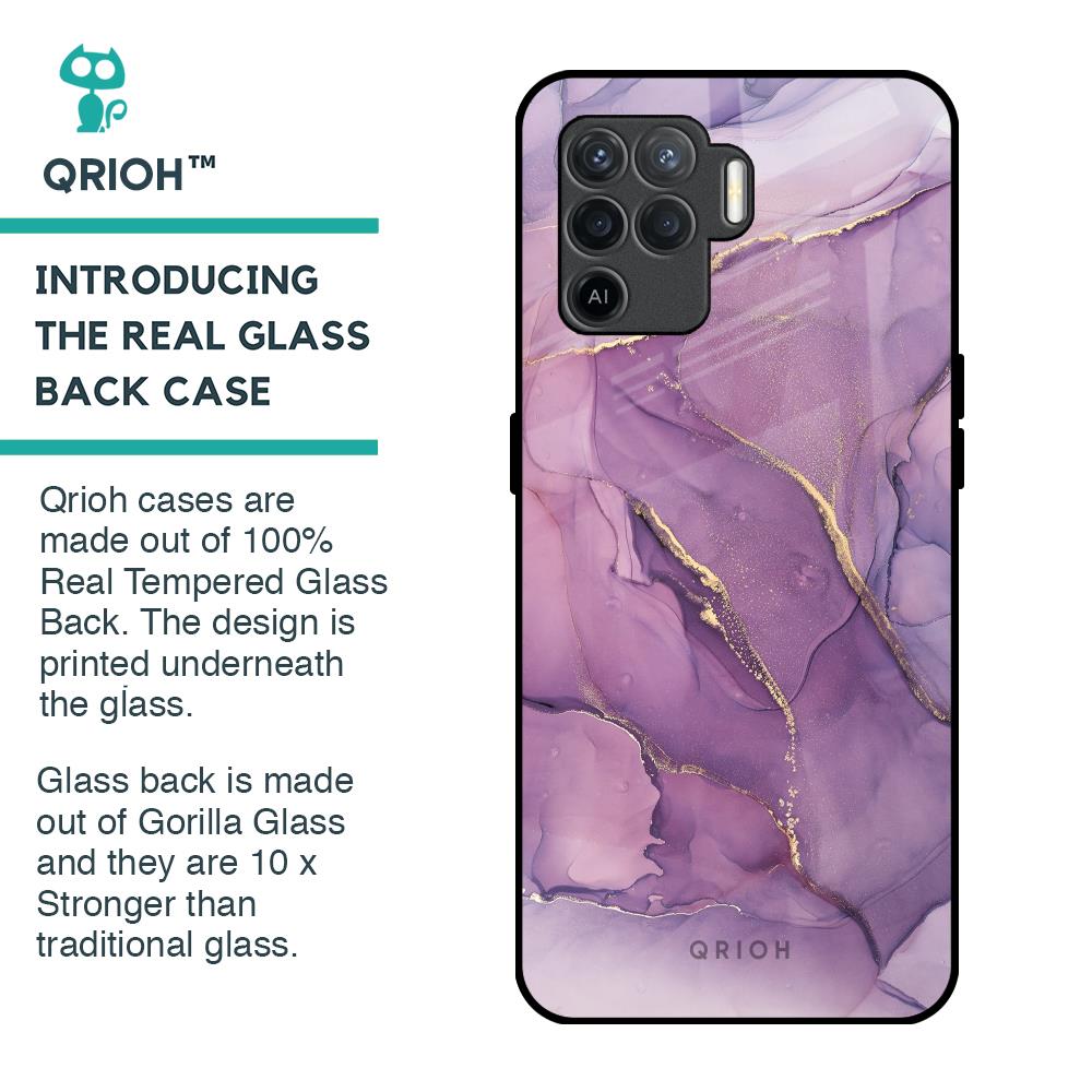 Purple Gold Marble Glass Case for Oppo F19 Pro