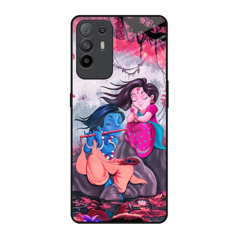 Radha Krishna Art Oppo F19 Pro Plus Glass Back Cover Online