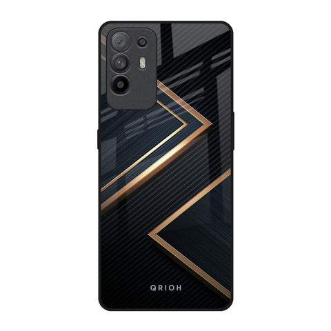 Sleek Golden & Navy Oppo F19 Pro Plus Glass Back Cover Online