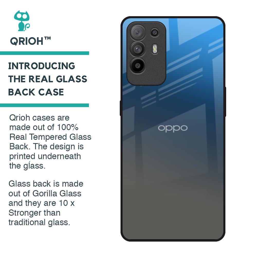 Blue Grey Ombre Glass Case for Oppo F19 Pro Plus
