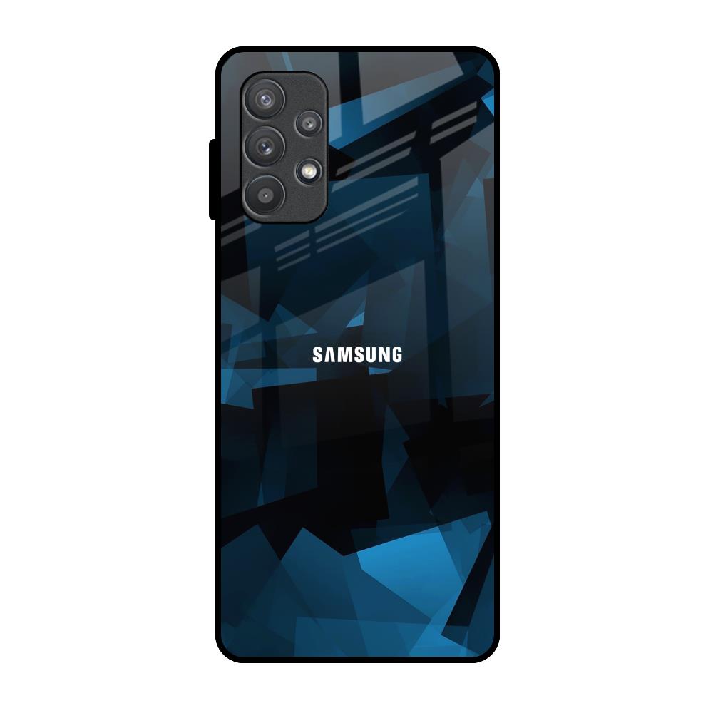 Polygonal Blue Box Samsung Galaxy A72 Glass Back Cover Online