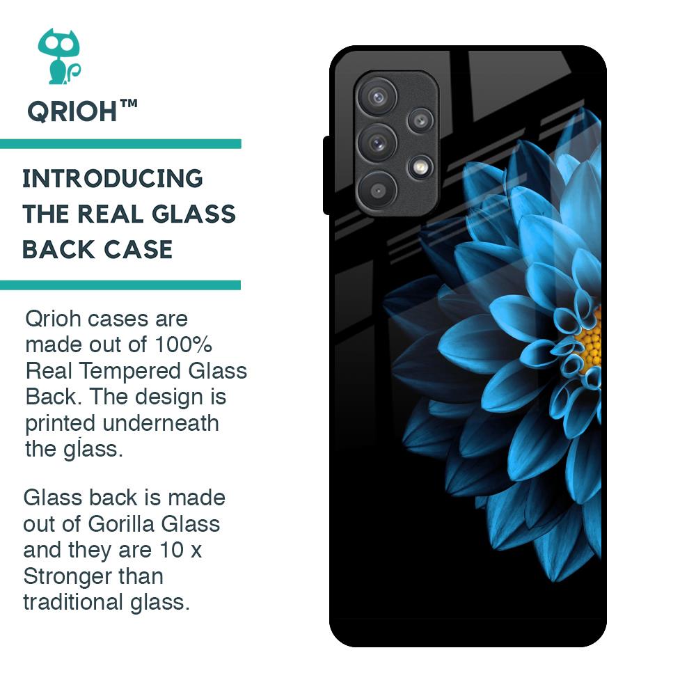Half Blue Flower Glass Case for Samsung Galaxy A72