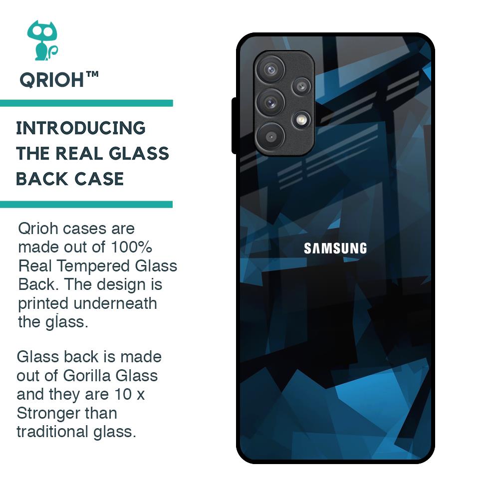 Polygonal Blue Box Glass Case For Samsung Galaxy A72