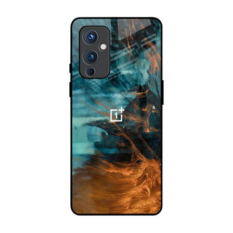 Golden Splash OnePlus 9 Glass Back Cover Online