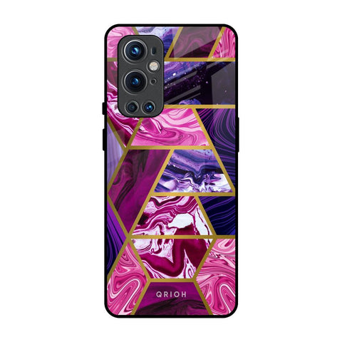 Electroplated Geometric Marble OnePlus 9 Pro Glass Back Cover Online