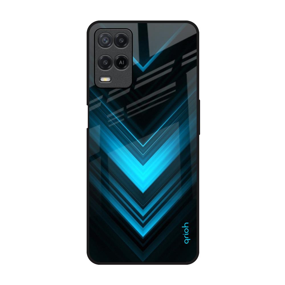 Vertical Blue Arrow Realme 8 Glass Back Cover Online