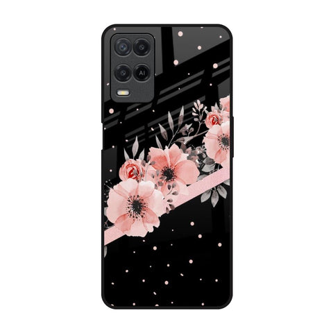 Floral Black Band Realme 8 Glass Back Cover Online