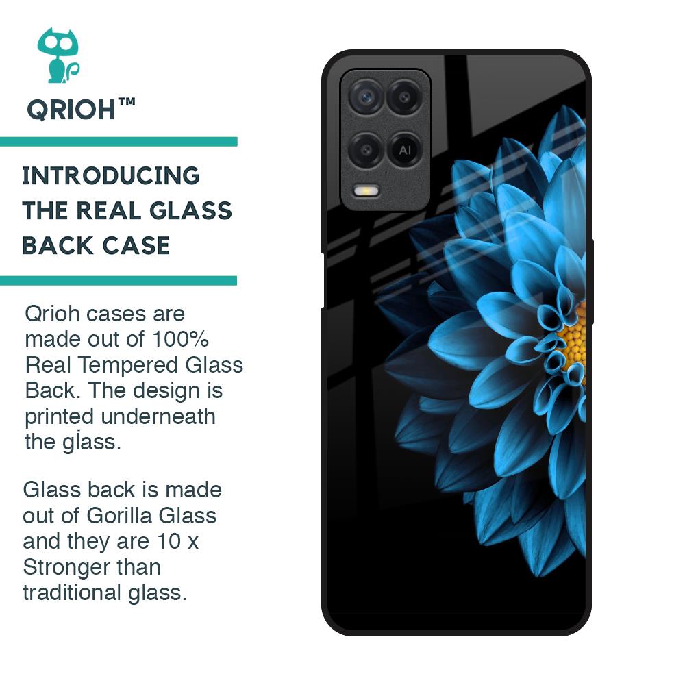 Half Blue Flower Glass Case for Realme 8
