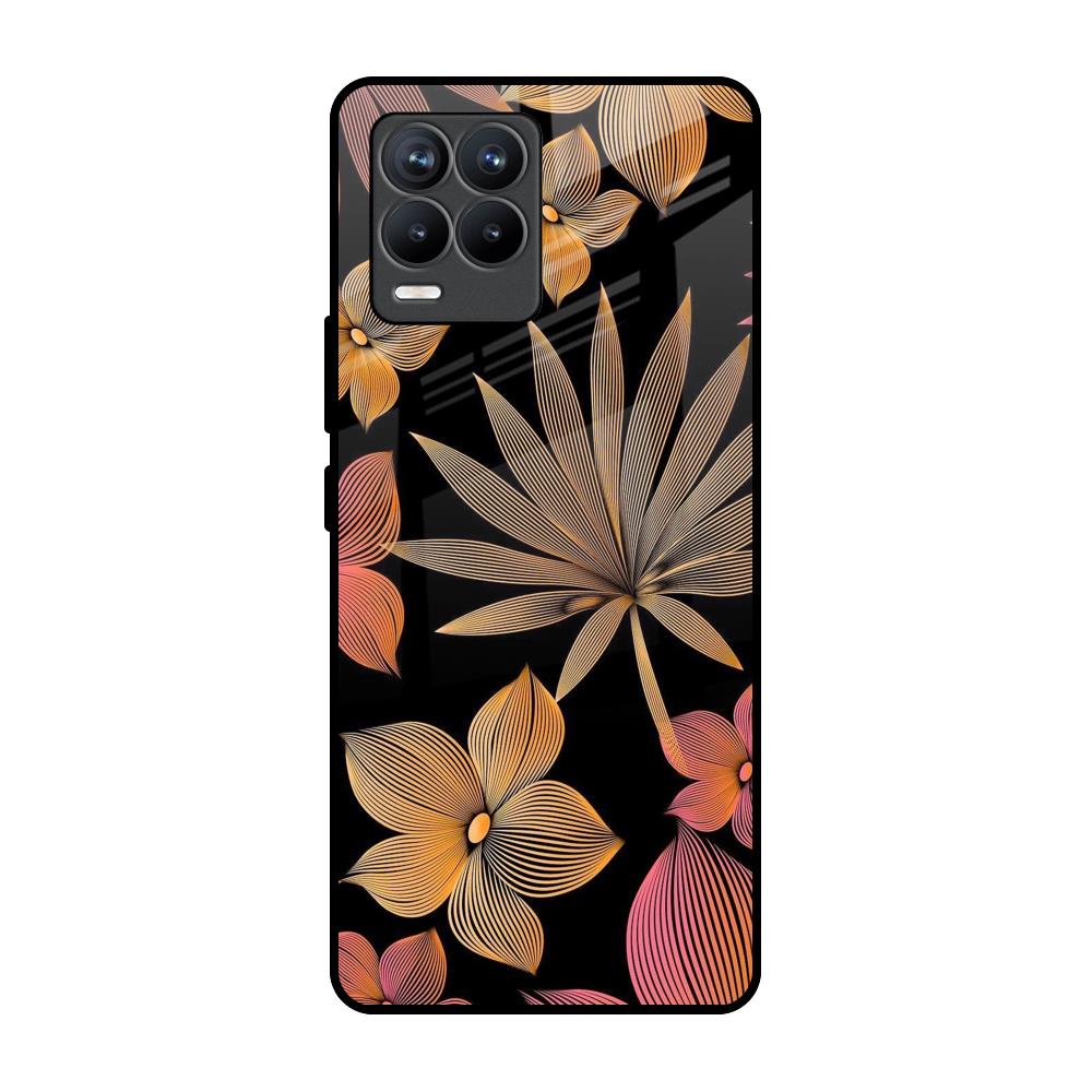 Lines Pattern Flowers Realme 8 Pro Glass Back Cover Online
