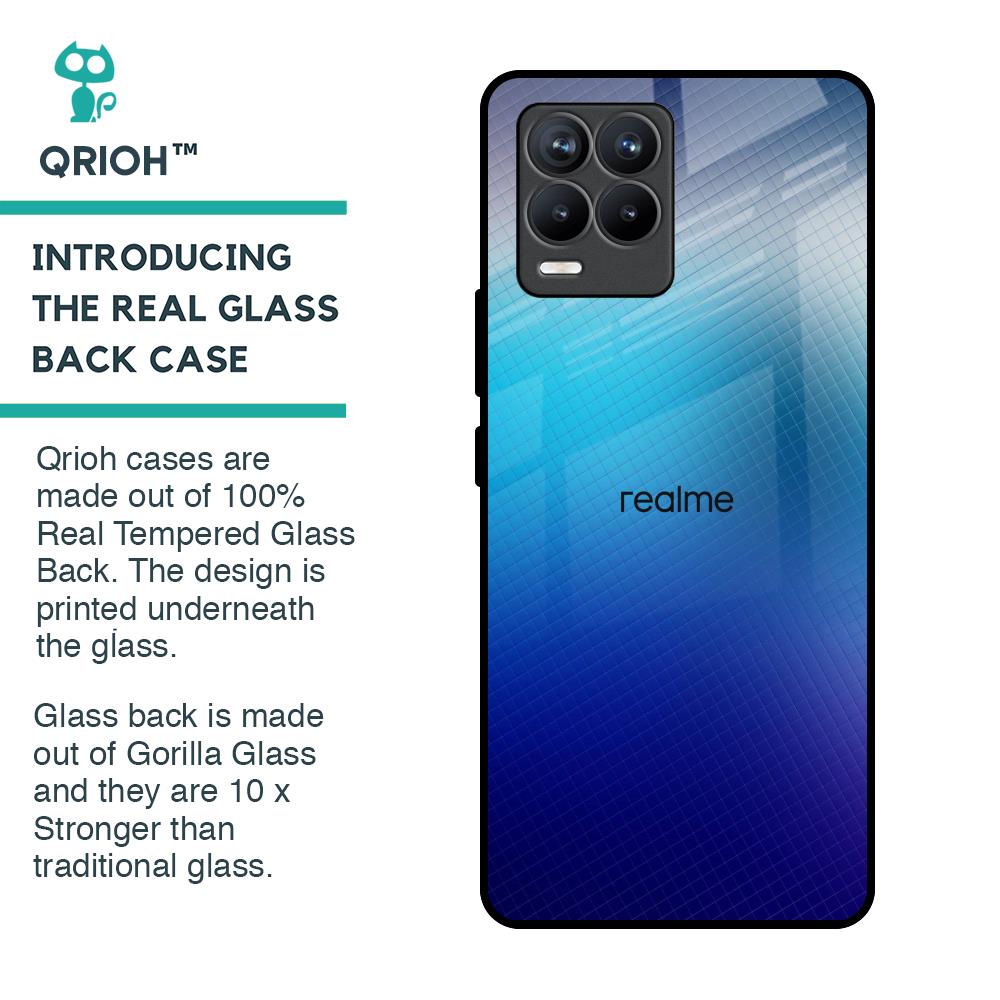 Blue Rhombus Pattern Glass Case for Realme 8 Pro