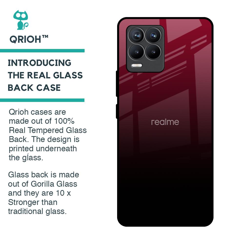 Wine Red Glass Case For Realme 8 Pro