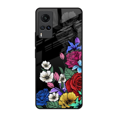 Rose Flower Bunch Art Vivo X60 Glass Back Cover Online