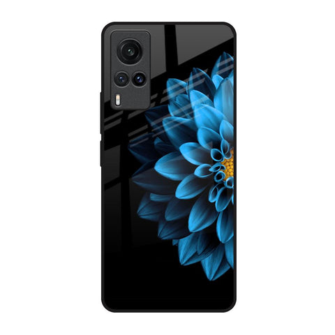 Half Blue Flower Vivo X60 Glass Back Cover Online