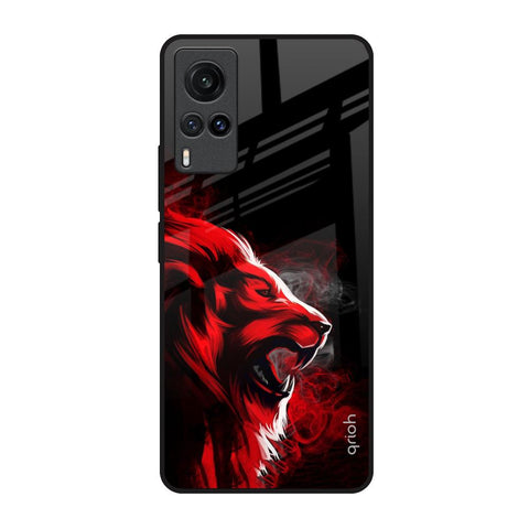 Red Angry Lion Vivo X60 Glass Back Cover Online