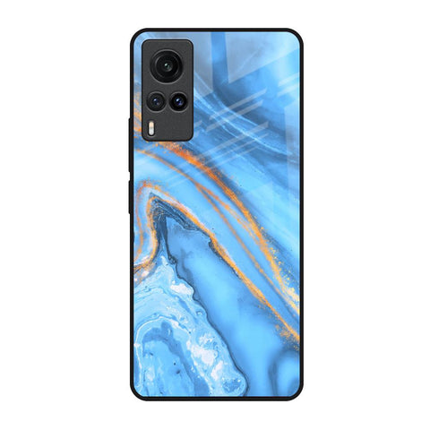 Vibrant Blue Marble Vivo X60 Glass Back Cover Online