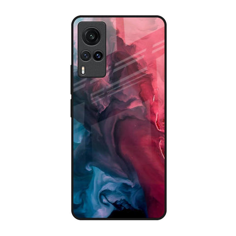 Blue & Red Smoke Vivo X60 Glass Back Cover Online