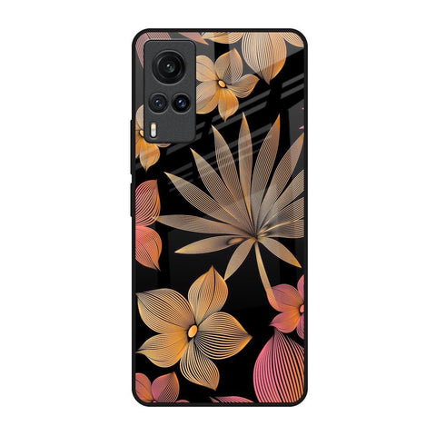 Lines Pattern Flowers Vivo X60 Glass Back Cover Online