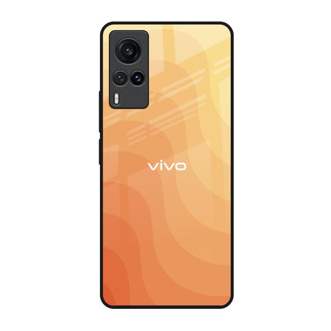Orange Curve Pattern Vivo X60 Glass Back Cover Online