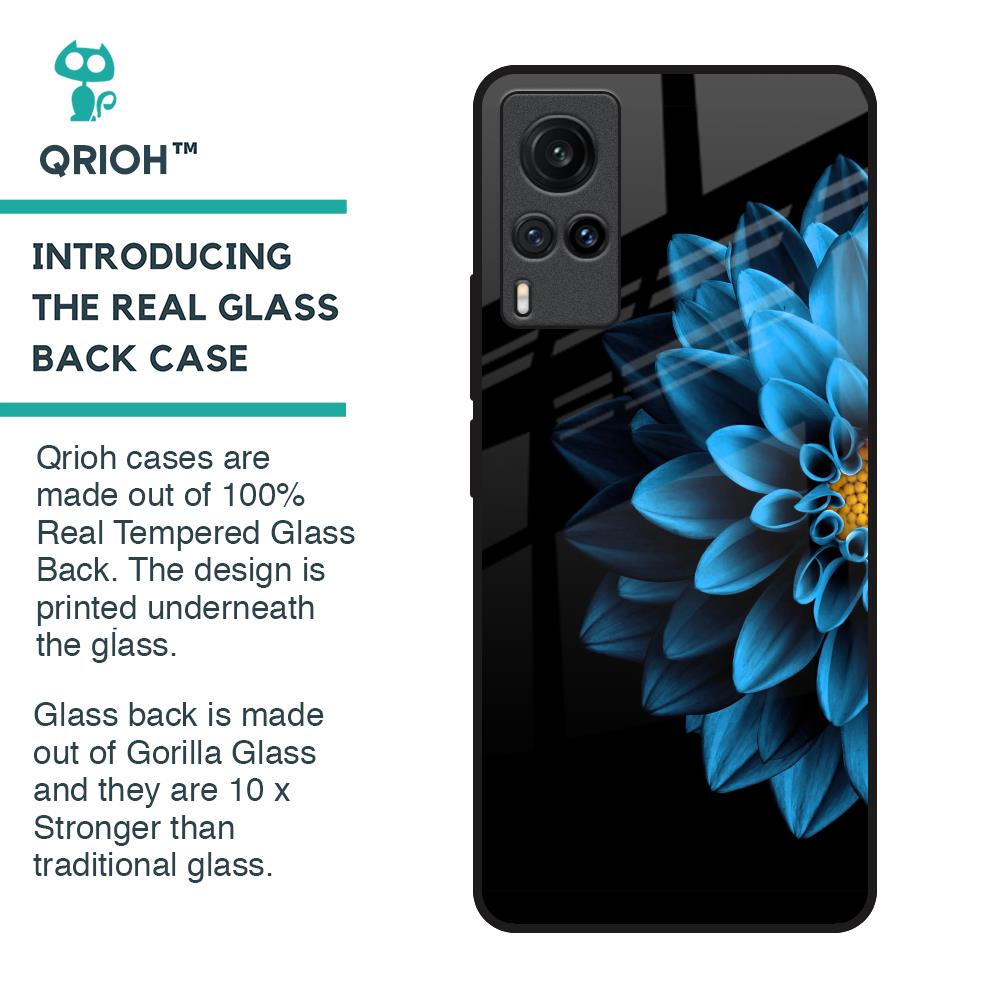 Half Blue Flower Glass Case for Vivo X60