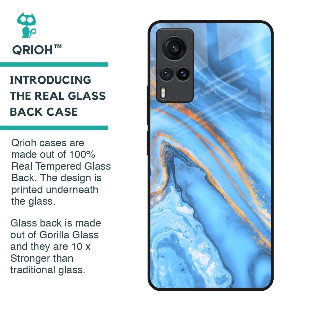 Vibrant Blue Marble Glass Case for Vivo X60