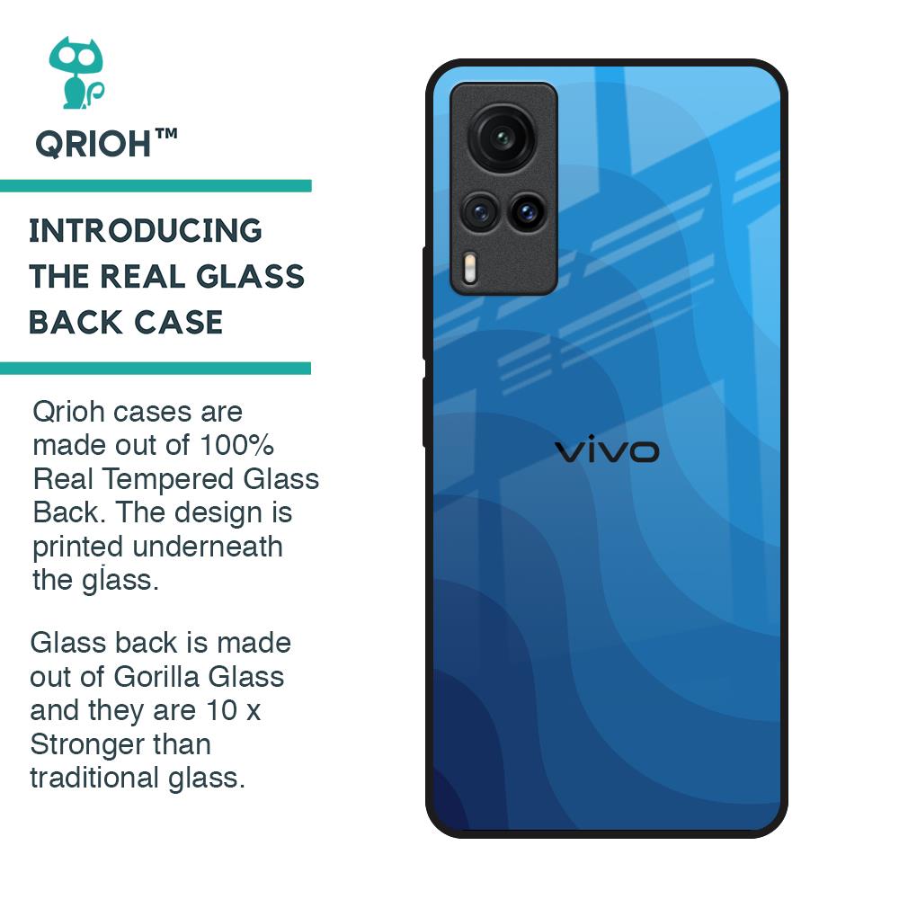 Blue Wave Abstract Glass Case for Vivo X60