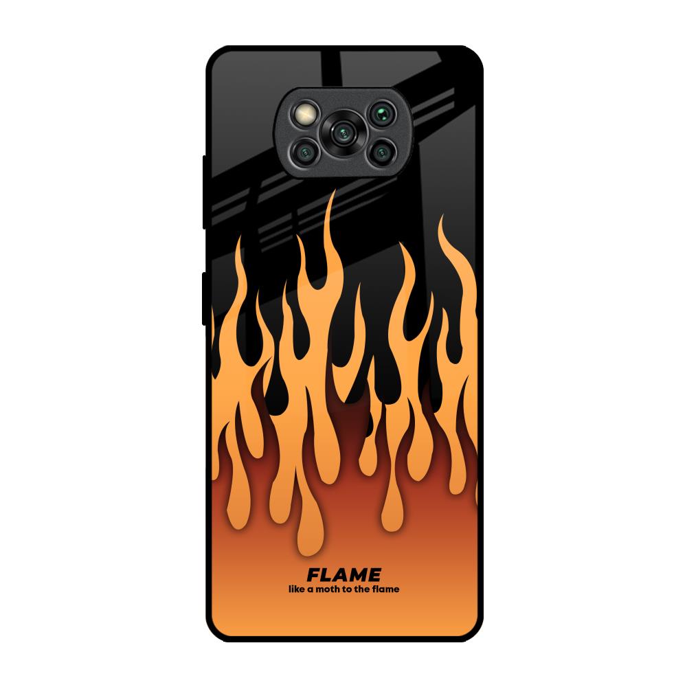 Fire Flame Poco X3 Pro Glass Back Cover Online