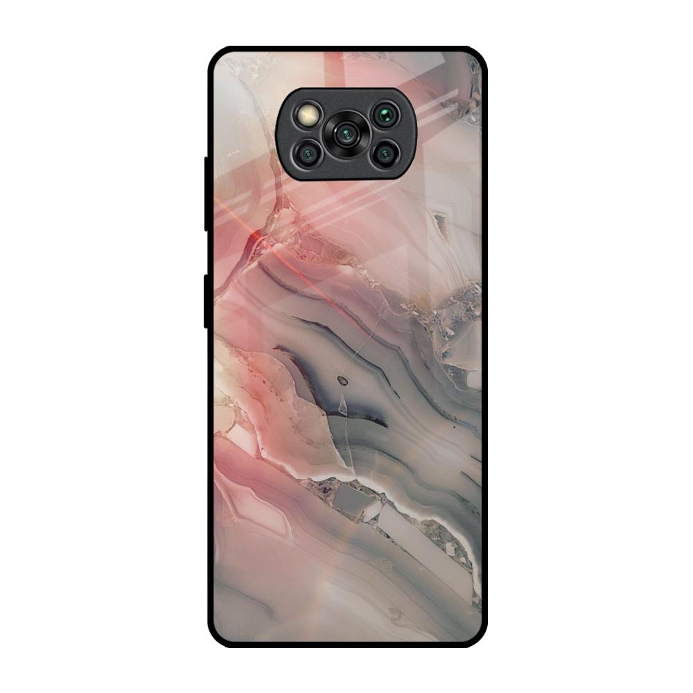 Pink And Grey Marble Poco X3 Pro Glass Back Cover Online