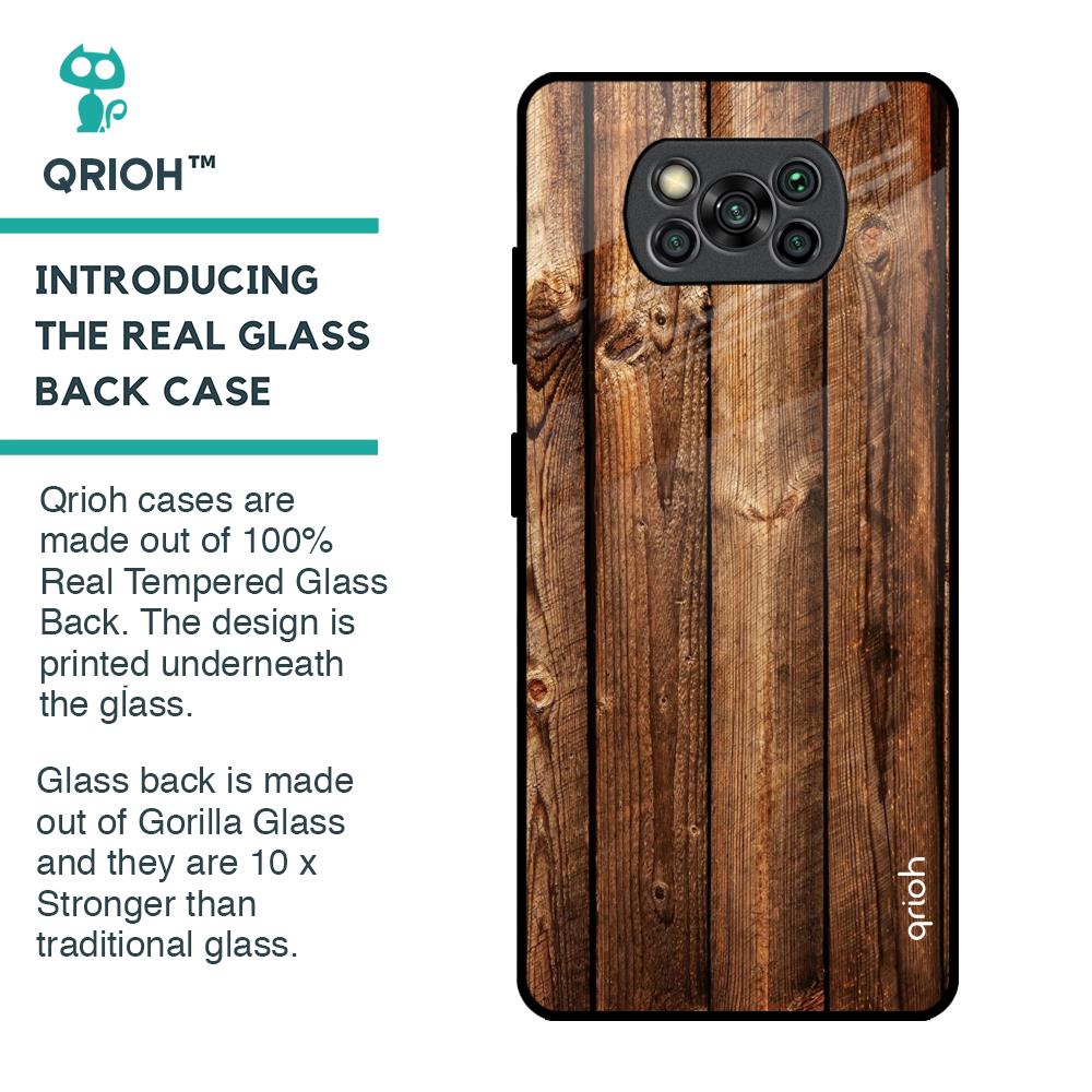Timber Printed Glass Case for Poco X3 Pro