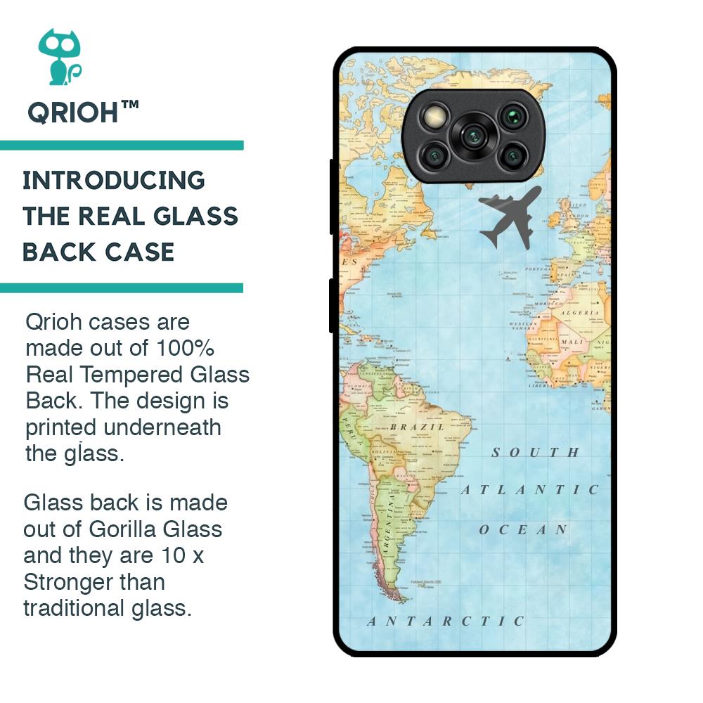Travel Map Glass Case for Poco X3 Pro