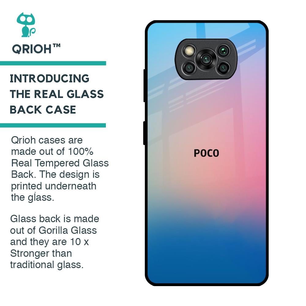 Blue & Pink Ombre Glass case for Poco X3 Pro