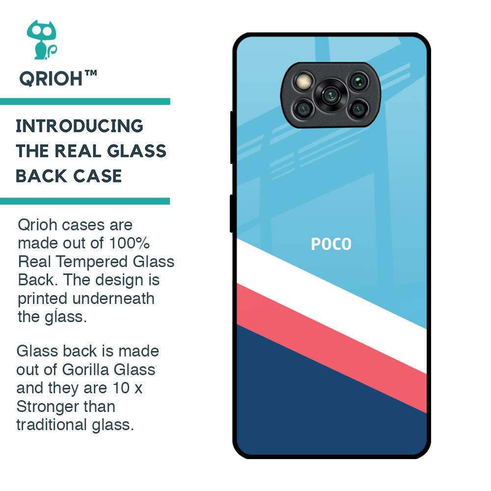 Pink & White Stripes Glass Case For Poco X3 Pro
