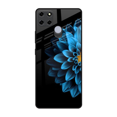 Half Blue Flower Realme C25 Glass Back Cover Online