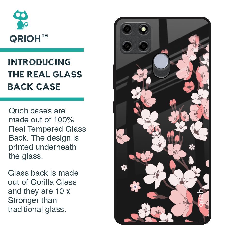 Black Cherry Blossom Glass Case for Realme C25