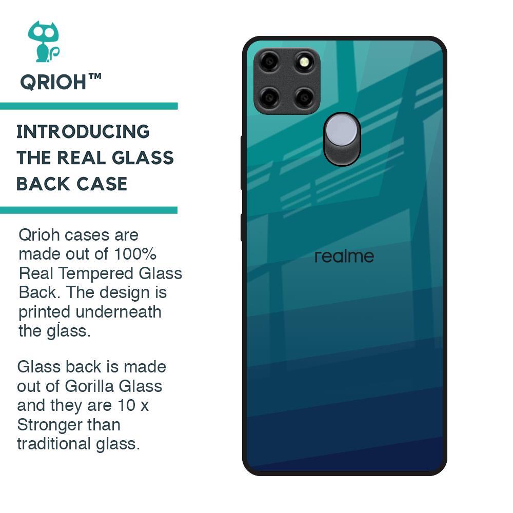 Green Triangle Pattern Glass Case for Realme C25