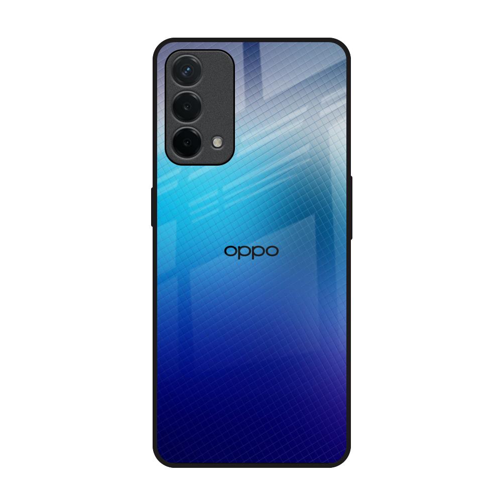 Blue Rhombus Pattern Oppo F19 Glass Back Cover Online