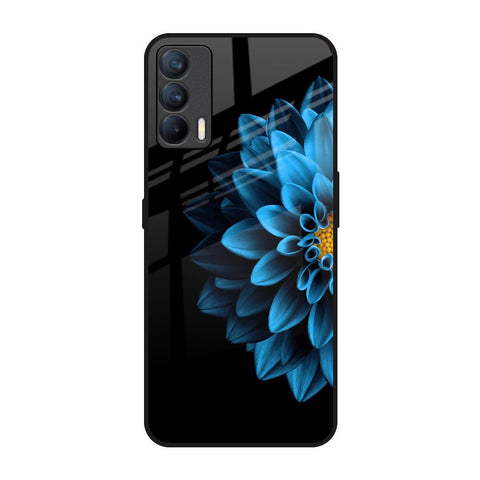 Half Blue Flower Realme X7 Glass Back Cover Online