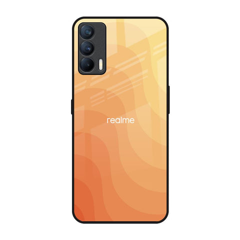 Orange Curve Pattern Realme X7 Glass Back Cover Online