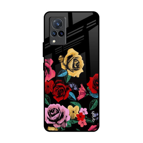 Floral Decorative Vivo V21 Glass Back Cover Online
